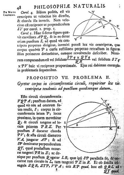 Philosophiæ Naturalis Principia Mathematica පොතෙන් පිටුවක්